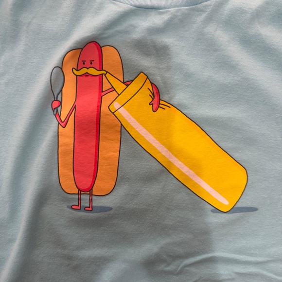 Brock Davis “Mustardstache” Graphic Tee Aqua Relaxed - Picture 3 of 5